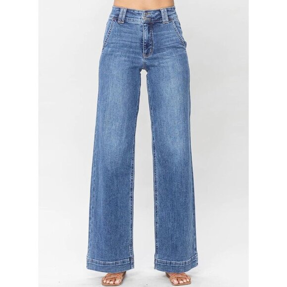 Women’s High Waisted Wide Leg Jeans Cotton Blend Trendy Office Casual - Picture 5 of 7